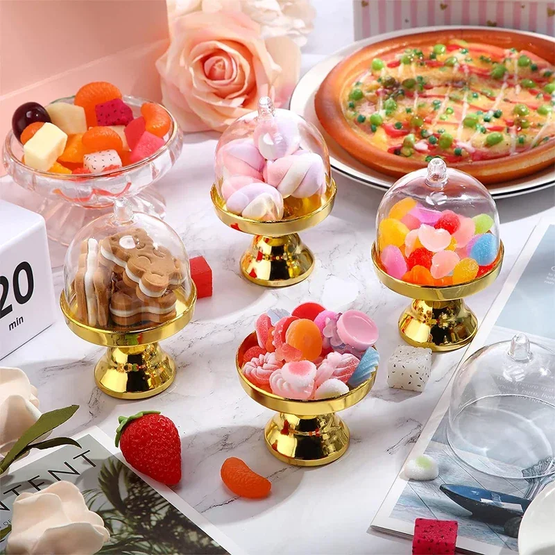 4/12pcs Clear Plastic Mini Candy and Cupcake Boxes with Lids, Elegant Wedding Gift Boxes, Party Dessert Display Trays, Macaron Holders, Birthday Favors, Table Decor for Special Events