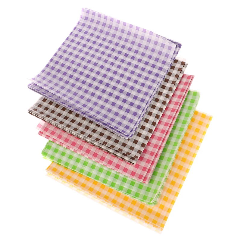 50 Sheets Greaseproof Wax Paper – Multi-Color Oil-Proof Food Wrapping Sheets for Sandwich, Burger, Fries, Bread, Macarons, Pizza, Desserts – Baking & Kitchen Packaging Supplies 50pcs 14