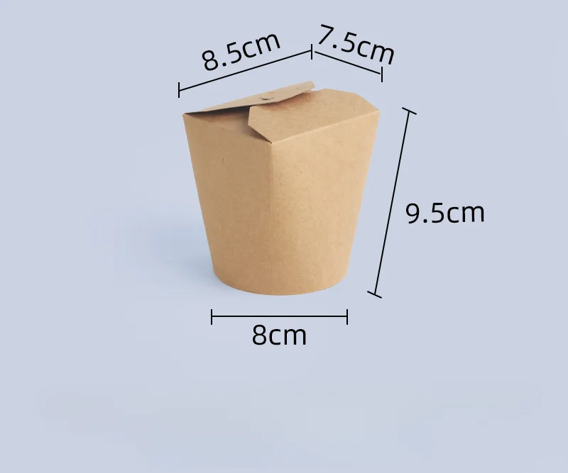 500pcs Disposable Kraft Paper Noodle Takeaway Boxes with Round Bottom, Eco-Friendly Fast Food Packaging for Pasta Salad Rice Snacks Takeout Restaurant Party Use - 图片 4