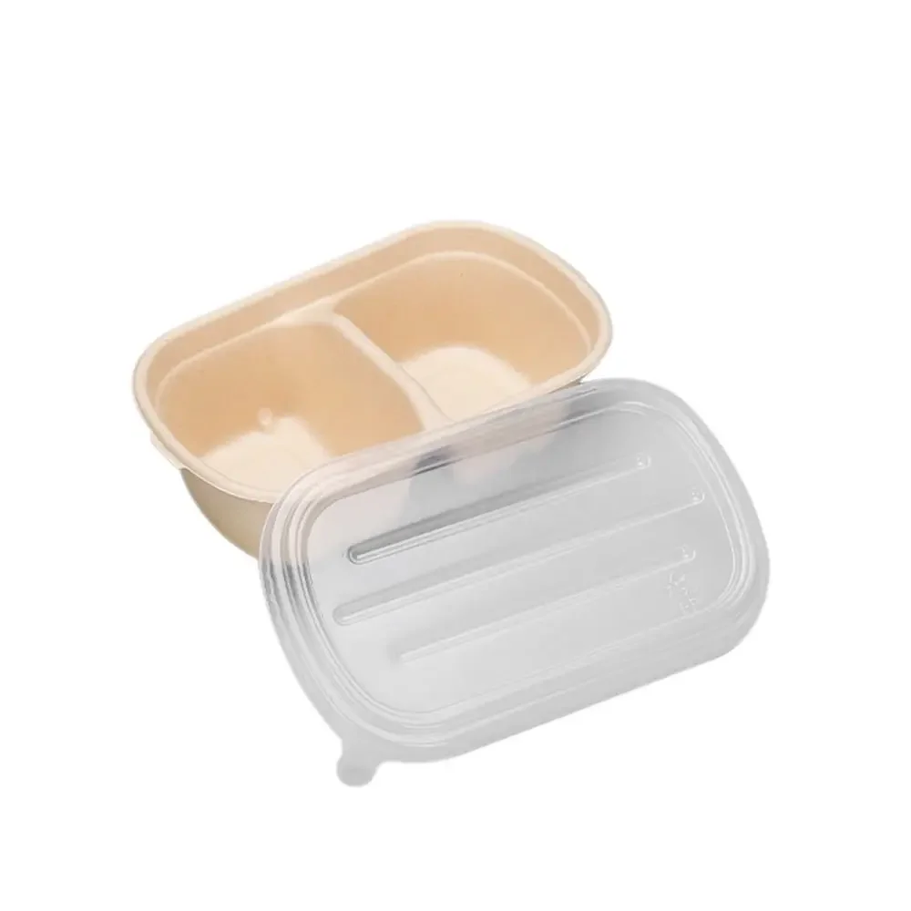 Disposable Degradable Paper Lunch Boxes with Lid 500ml 700ml 850ml 1000ml, Eco-Friendly Pulp Salad Bento Food Containers Oil-Proof Leak-Resistant Takeout Bowls for Hot and Cold Meals, Dessert, Cake, Parties - 图片 8