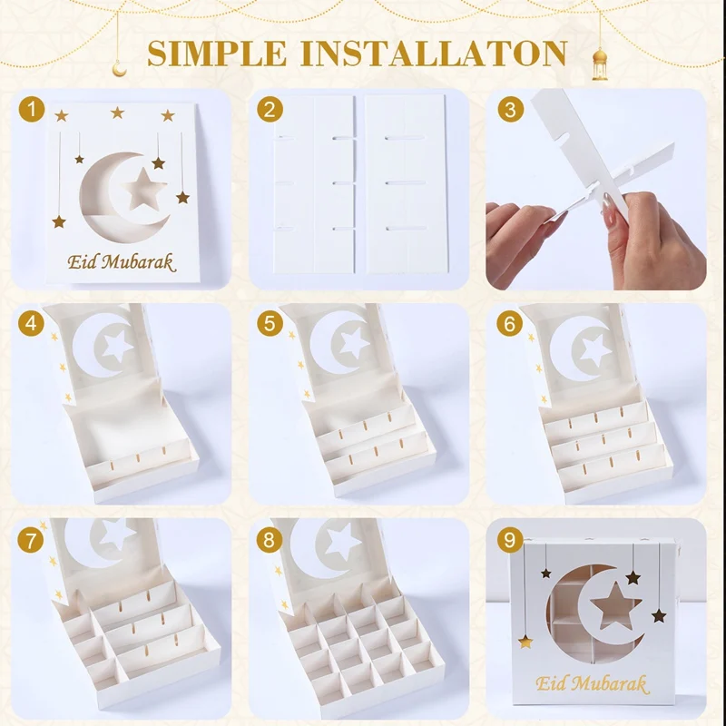 2Pcs Eid Mubarak Cake Boxes with Clear Window, Ramadan Kareem Transparent Candy and Chocolate Packaging Containers, Islamic Muslim Party Supplies for Home Decor, Dessert and Gift Presentation 12