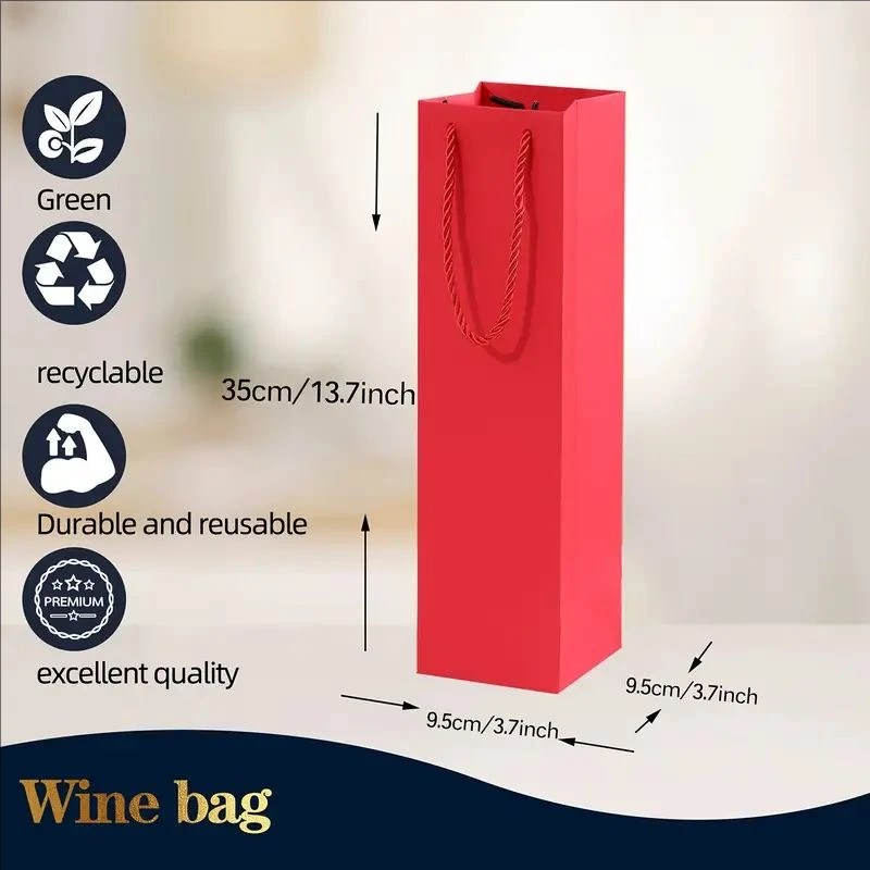 7/8 PCS Solid Color Thickened Wine Bags, Elegant Reusable Cardboard Tote Gift Bags for Weddings, Parties, and Birthdays – Eco-Friendly Wine Packaging, Durable & Stylish Gift Bags for Bottled Drinks - 图片 2