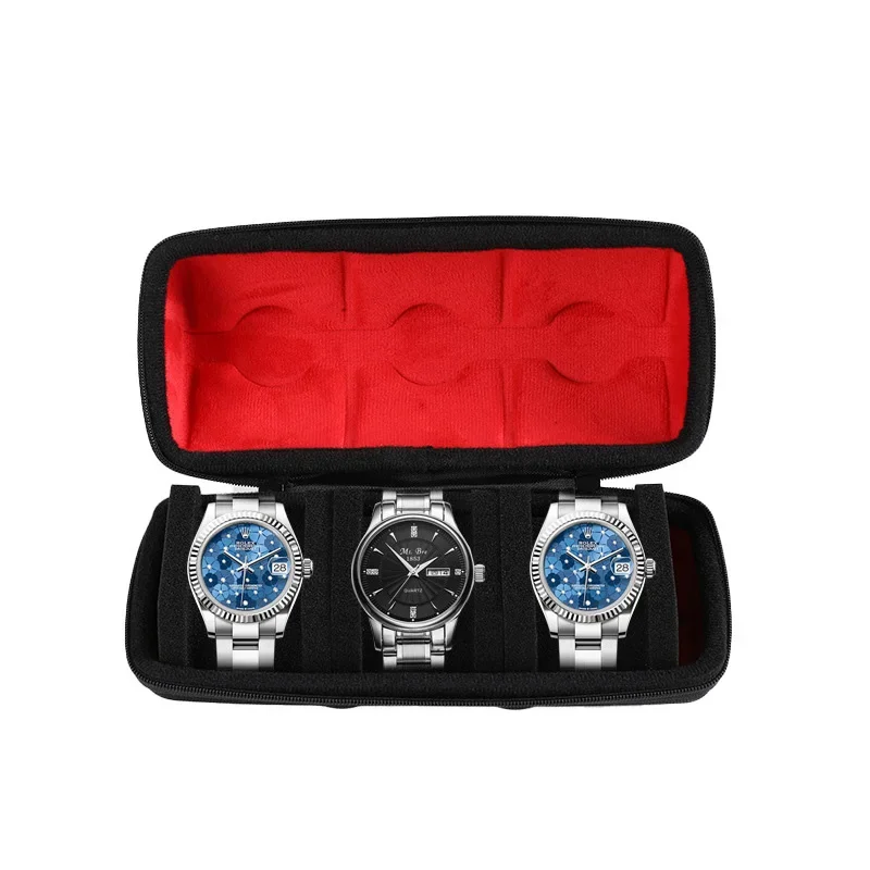 Travel Watch Organizer | Hard Travel Watch Roll Case with Detachable Pillows, 1/2/3/5/6/10 Slot Organizer for Men & Women, Protective Red Microfiber Lining, Elastic Foam Cushion for Watches up to 55mm, Compact Luxury Design for Travel, Gift-Ready Storage Case - 图片 7