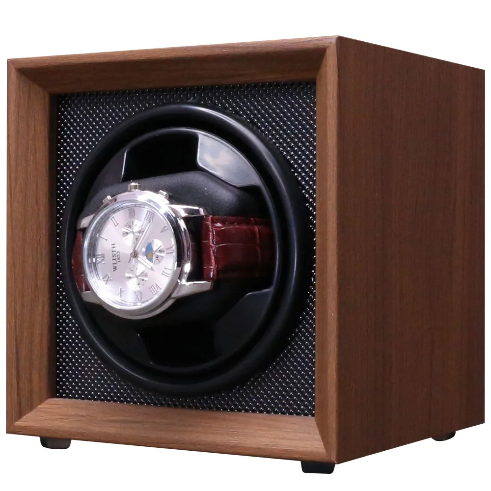 Wooden Single Automatic Watch Winder Box with Silent Motor, Luxury Wood Finish Display Case for Mechanical Watches, Elegant Collector Storage Organizer for Safe Rotation and Watch Protection - 图片 2