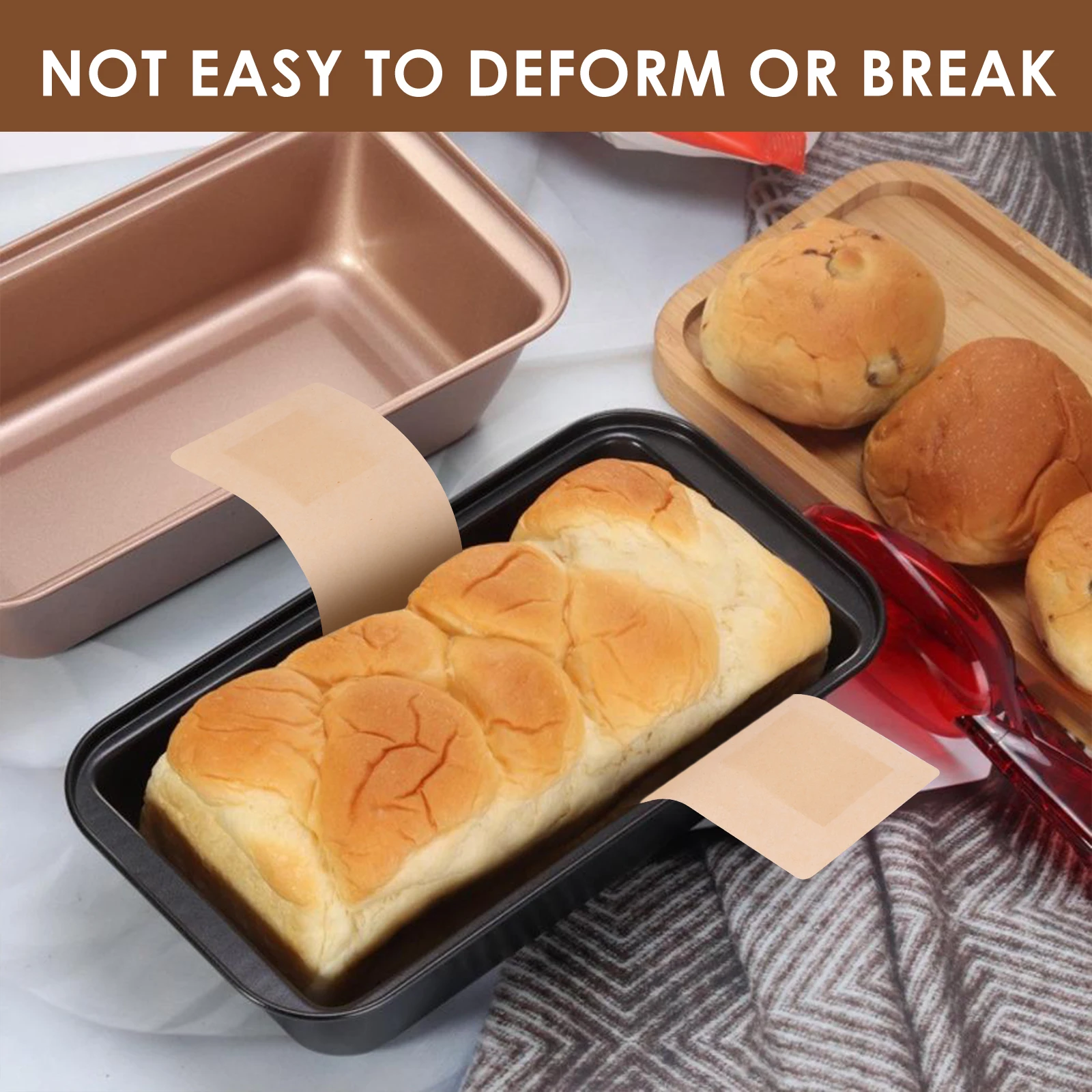 200PCS Nonstick Bread Loaf Pan Liners 9.85×5.12 inch, Heat Resistant Parchment Liners Made of Wood Pulp and Silicone Coating, Reusable Brown Baking Paper for Toast, Cake, Pizza, and Kitchen Oven Use 2