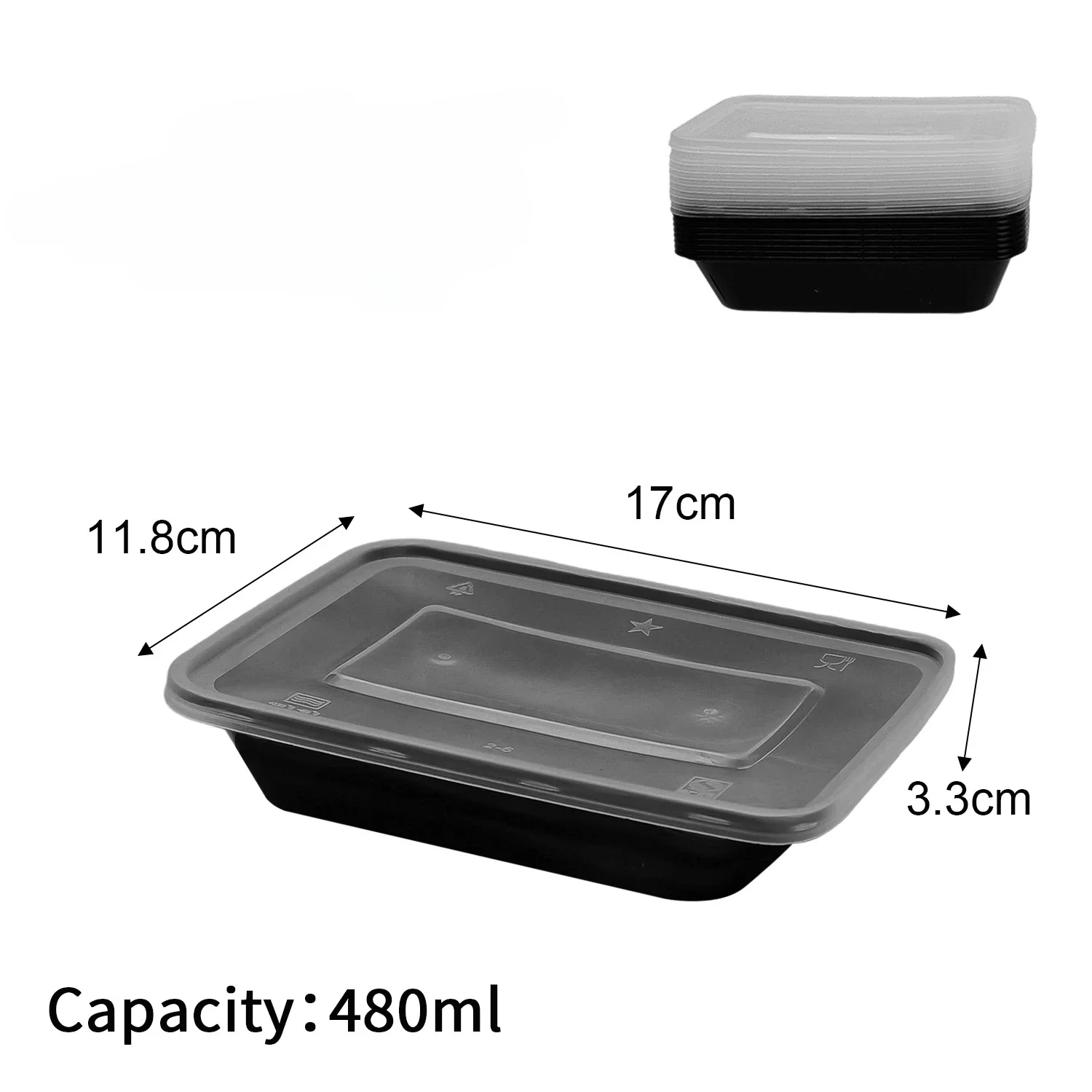10/20Pcs Disposable Plastic Lunch Box with Lid, Black Food Containers for Fruits, Vegetables, Salads, Sandwiches, Meal Prep, Takeout Kitchen Storage Bento Box Microwave Safe - 图片 9