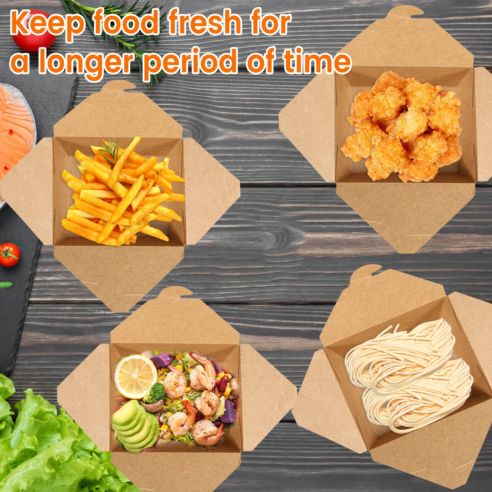 50Pcs Take Out Food Containers 30oz, Recyclable Food-Grade Paper To Go Boxes with Leakproof and Grease-Resistant Lamination, Snap-On Lid, Eco-Friendly Disposable Containers for Hot and Cold Dishes, Restaurant, Party, Catering 3