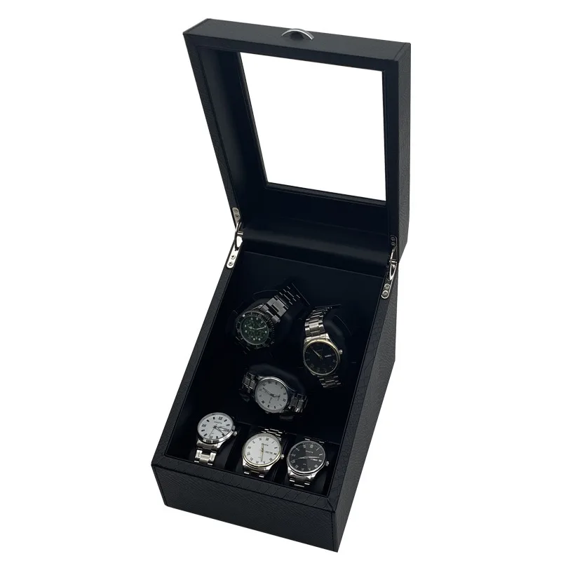 Luxury Automatic Watch Winder Box with 3+3 / 6+6 Slot PU Leather Storage, Ultra-Quiet Motor, Soft Blue LED Backlight, Adjustable Rotation Modes, Elegant Mechanical Watch Display Organizer for Collectors - 图片 7