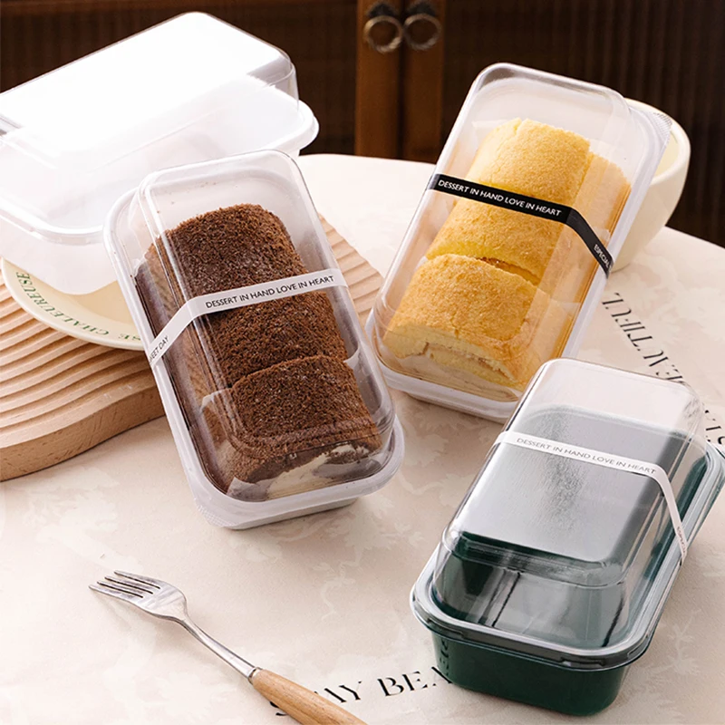 50pcs Clear Lid Roll Cake Boxes for Hot Dogs, Sandwiches, Desserts, Candy, Chocolate, Mousse – Plastic Takeout Containers for Parties, Weddings, Christmas, and Home Use 3