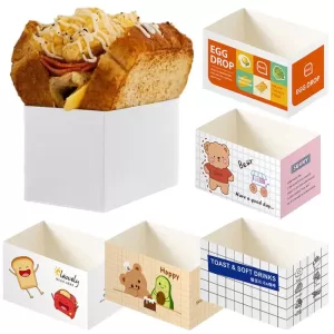 50pcs Disposable Food Packaging Boxes, Paper Sandwich, Toast, Burger, Cake Takeaway Containers, Wrapping Boxes for Breakfast, Lunch, Party, Wedding, Birthday, Anniversary, Restaurant, Bakery Use