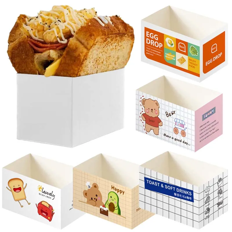 50pcs Disposable Food Packaging Boxes, Paper Sandwich, Toast, Burger, Cake Takeaway Containers, Wrapping Boxes for Breakfast, Lunch, Party, Wedding, Birthday, Anniversary, Restaurant, Bakery Use
