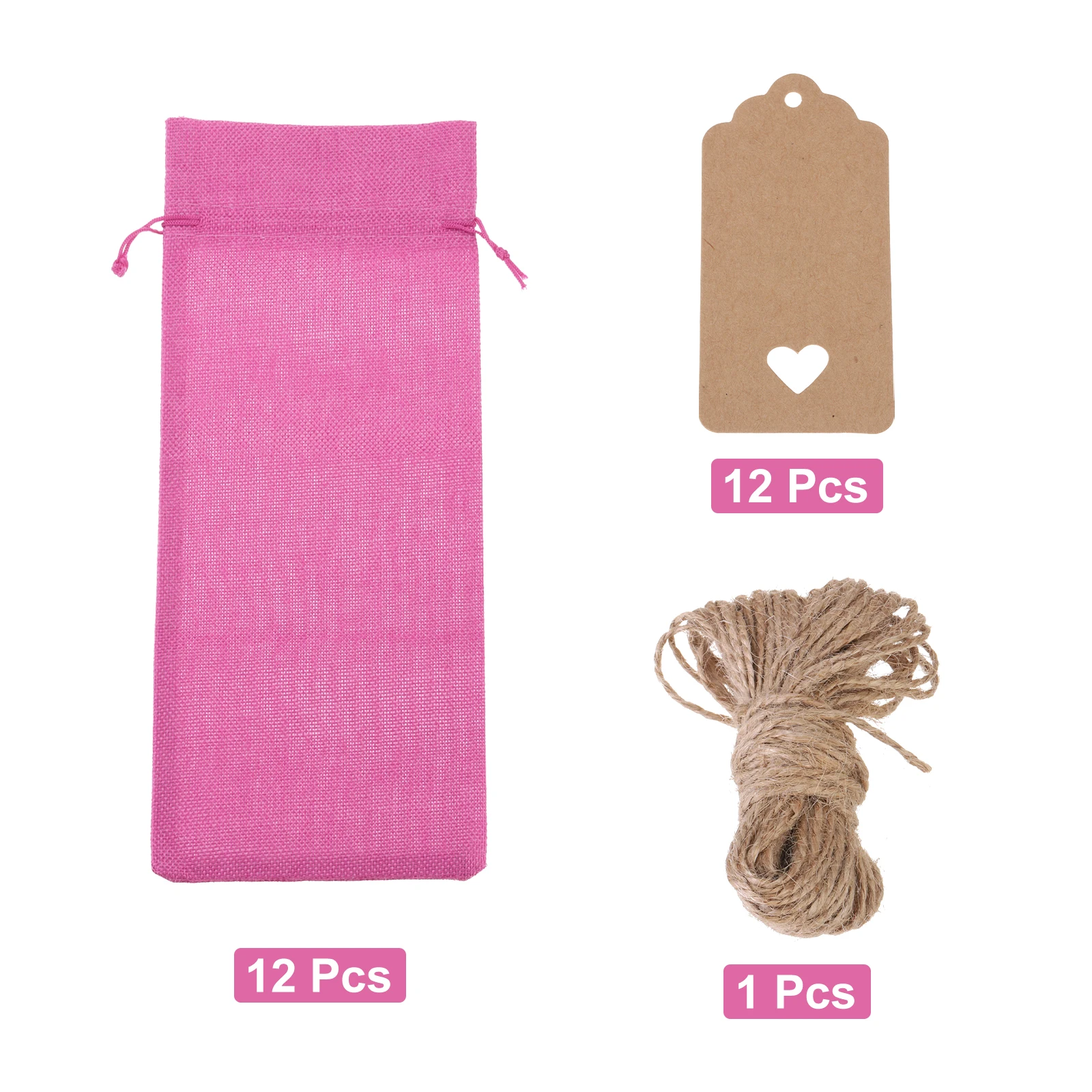 12pcs Burlap Wine Bags with Drawstrings, Reusable Gift Bag Pouches with Tags, Durable Wine Bottle Packaging for Weddings, Christmas, Parties, Home Storage, and Holiday Gift Wrapping - 图片 9