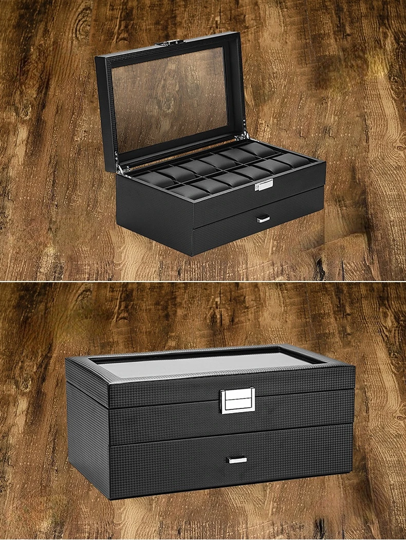 Luxury Wooden Watch Organizer Box with Automatic Watchwinder Stand – Multi-Slot Jewelry Display Case for Watches, Bracelets & Accessories – Crystal Lid, Antique Finish, Durable Mixed Material Design