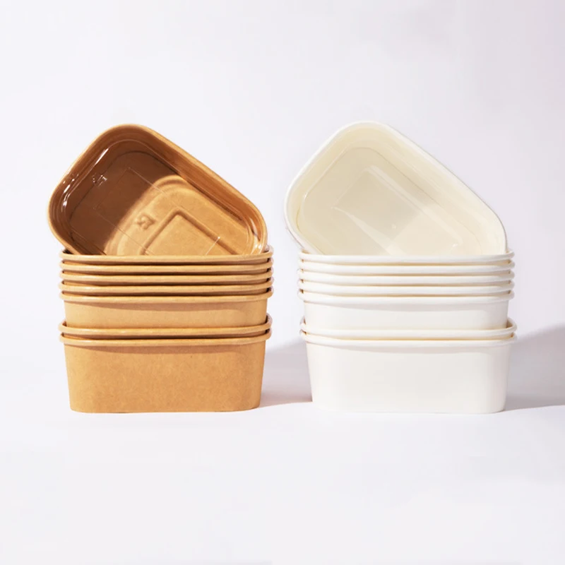 10Pcs Disposable Paper Lunch Boxes with Lids, Eco-Friendly Takeaway Containers, Kraft Food Storage Boxes for Fruit, Salad, Cake, Snacks, Meal Prep, Picnic, Party, Catering, Kitchen Accessories