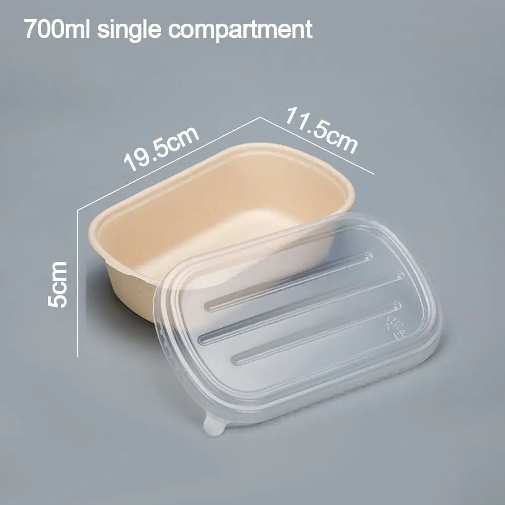Eco-Friendly Paper Light Food Boxes 500ml/700ml/850ml/1000ml, Biodegradable Disposable Divided Salad Takeout Containers, Leak-Proof Lunch Bento Box for Hot & Cold Food, Picnic, Catering & Meal Prep - 图片 6