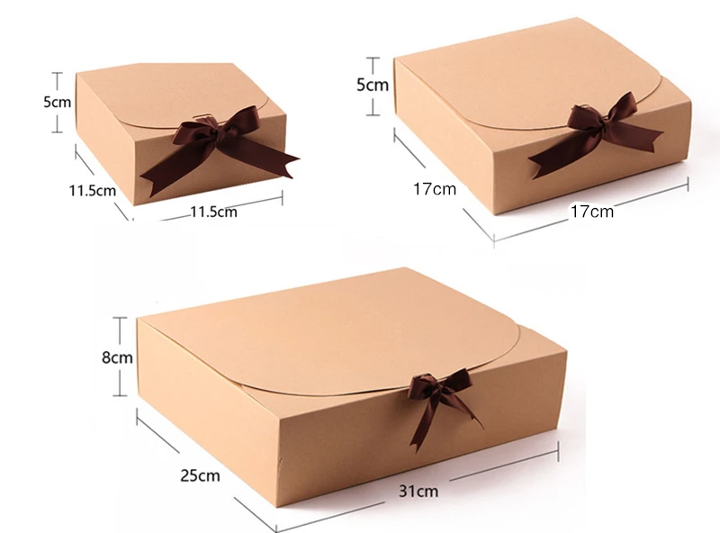 5pcs/10pcs Black Gift Boxes Small Packaging Box with Bow and Ribbon, Blank Kraft Paper DIY Custom Sizes and Logo Printing for Weddings, Birthdays, Parties, Jewelry, Confectionery, Fast Shipping 8