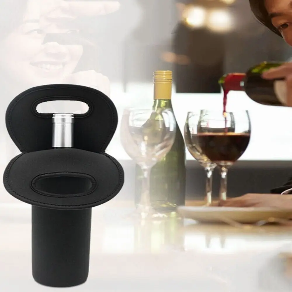 Insulated Neoprene Wine Bottle Packaging Cover, Reusable Solid Color Protective Freezer Bag for 750ml Bottles, Portable Thermal Wine Carrier Gift Wrap Bag Black Red Blue 5