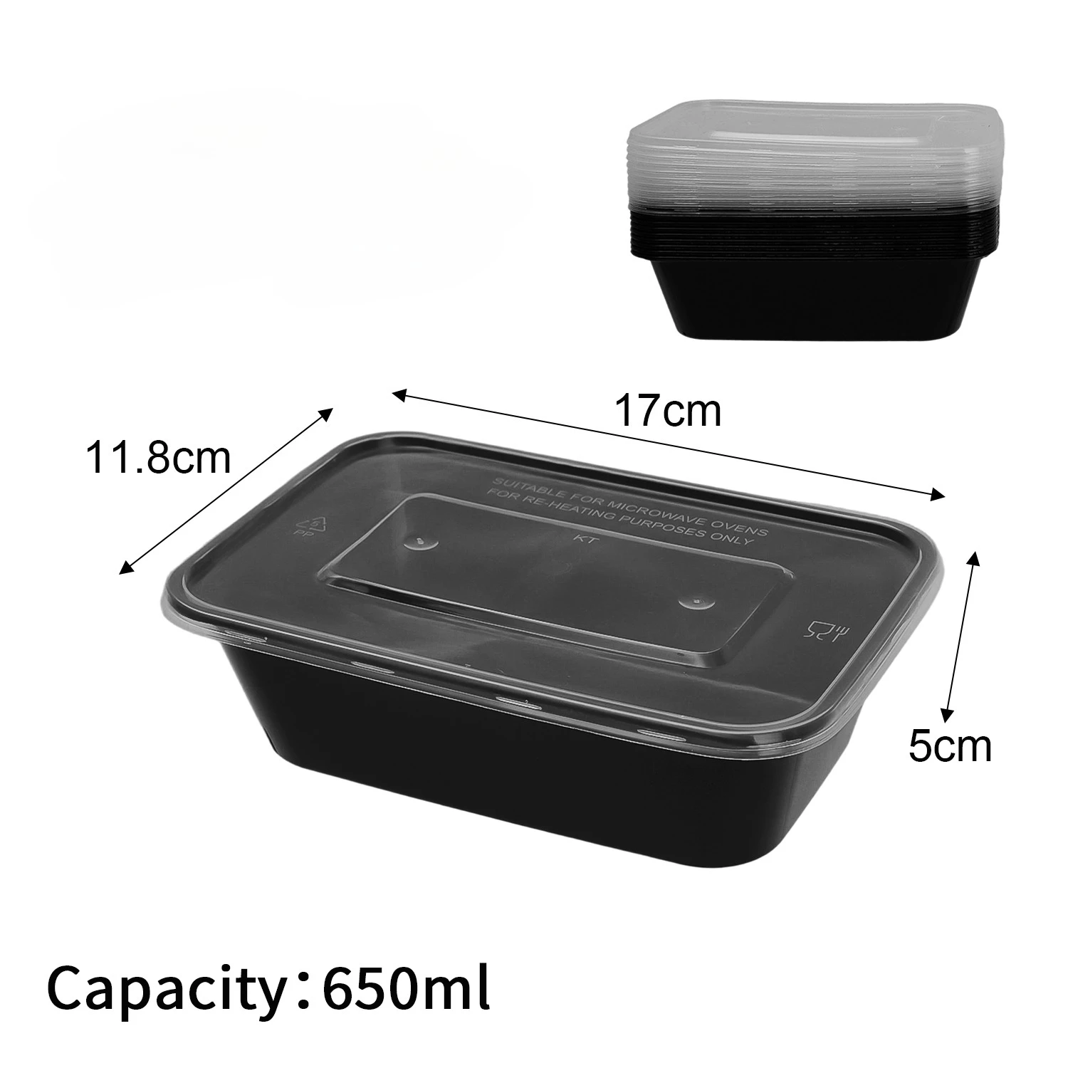 10/20Pcs Disposable Plastic Lunch Box with Lid, Black Food Containers for Fruits, Vegetables, Salads, Sandwiches, Meal Prep, Takeout Kitchen Storage Bento Box Microwave Safe - 图片 8