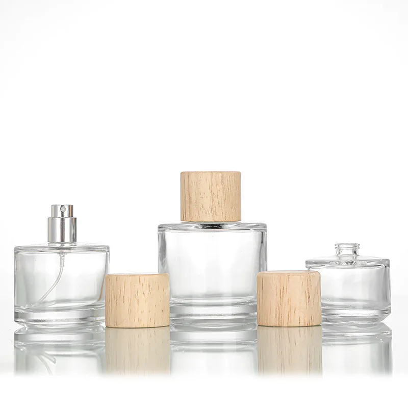 10pcs Transparent Glass Perfume Bottles with Wooden Cap – Empty 30ml 50ml 100ml Bayonet-Style Spray Atomizer Containers for Cologne, Fragrance, Essential Oils, and Cosmetic Packaging - 图片 2