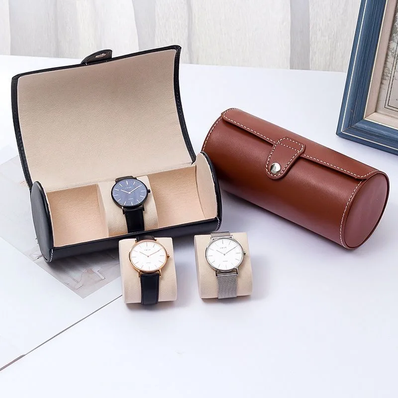 Travel Watch Organizer | Portable Leather Watch Case with Zipper Closure, Lightweight 2/3/4 Slot Organizer for Travel or Home Storage, Protective Black/Brown Watch Box, Ideal Gift for Men & Women, Elegant Wristwatch Display, Travel Watch Holder - 图片 3