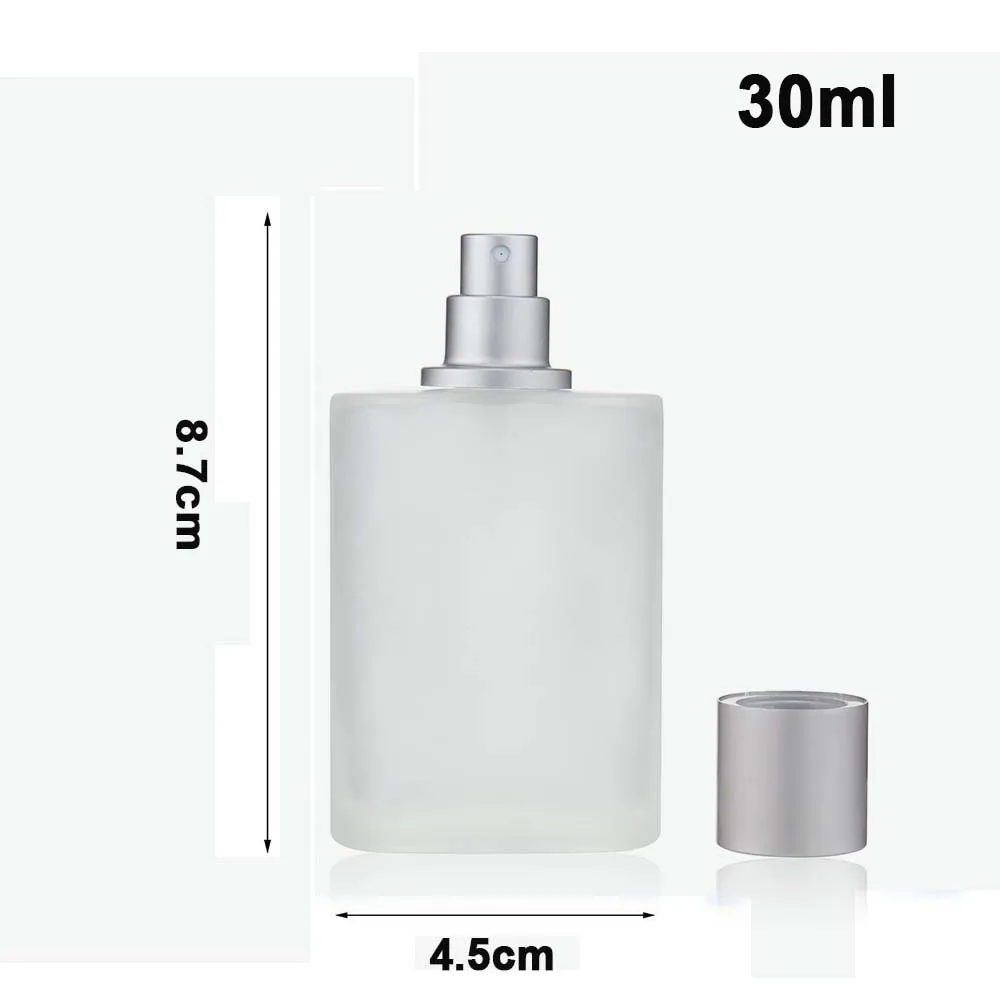 50ml / 30ml Frosted Glass Perfume Bottle with Screw Cap | Refillable Empty Fine Mist Spray Dispenser for Travel, Makeup, Cologne, Cosmetic Liquids, Elegant Reusable Transparent Container Set