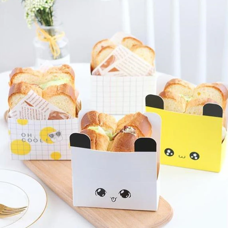 10 Sets Cardboard Sandwich & Burger Packaging Boxes, Toast and Bread Paper Trays, Disposable Food Containers for Cakes, Bakery Items, Takeout, Wedding Party, Catering, Gift, Snacks 3