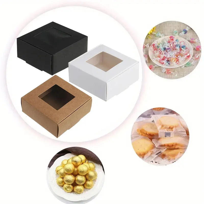 10/30/50pcs Mini Kraft Paper Soap Gift Boxes with Clear Window, Small Packaging Case for Handmade Soap, Baking Candy, Chocolate, Jewelry Display, Wedding Party Favor, Baby Shower Gift Wrapping Supplies - 图片 4