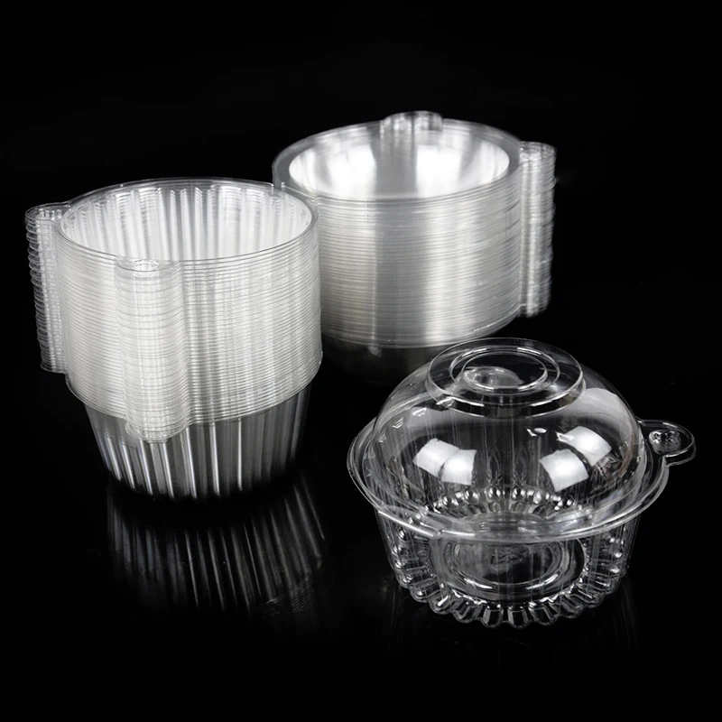 100pcs Clear Cupcake Boxes with Lids, Dessert and Cake Slice Holders, Muffin and Bakery Packaging, Mini Transparent Gift Boxes for Weddings, Birthdays, Baby Showers, and Party Supplies 1