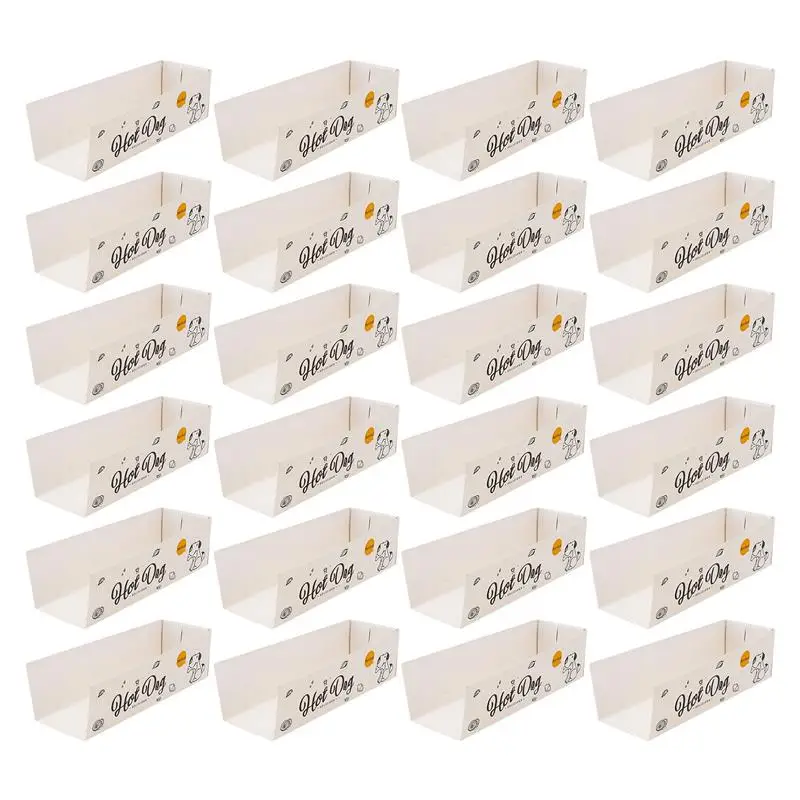 100pcs Disposable Paper Hot Dog Snack Boxes for Takeout, French Fries, Cheese Dogs, Party Snacks, BBQ, Outdoor Catering, Restaurant Serving, Eco-Friendly Portable Food Containers