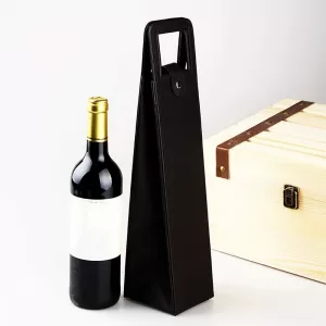 High-Grade PU Leather Wine Gift Box – Elegant Solid Color Single Bottle Carrier Bag for Champagne, Beer, or Red Wine, Classic Portable Tote for Gifting and Party Use, Durable Leather Packaging Case