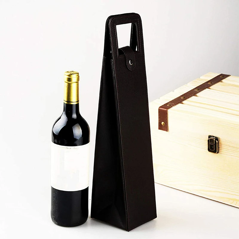 High-Grade PU Leather Wine Gift Box – Elegant Solid Color Single Bottle Carrier Bag for Champagne, Beer, or Red Wine, Classic Portable Tote for Gifting and Party Use, Durable Leather Packaging Case