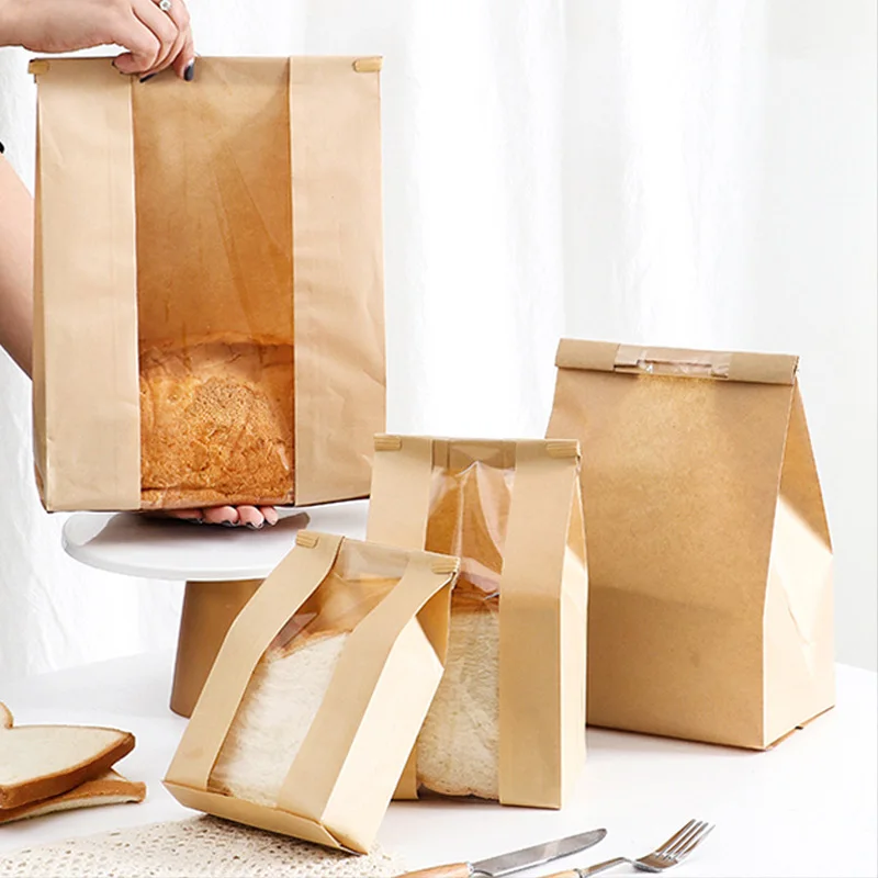 500PCS Kraft Paper Bread Loaf Bags with Clear Window and Tin Tie Closure, Extra Large Brown Bakery Packaging Bags for Coffee, Cookies, Pastries, Granola, Candy, Popcorn, Sandwiches and Gift Treats