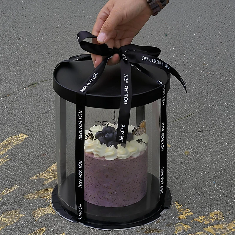 2pcs Round Birthday Cake Packaging Box, Transparent Gift Wrapping Container for Layered Cakes, Cupcakes, Bakery Desserts, Wedding, Party Supplies 4