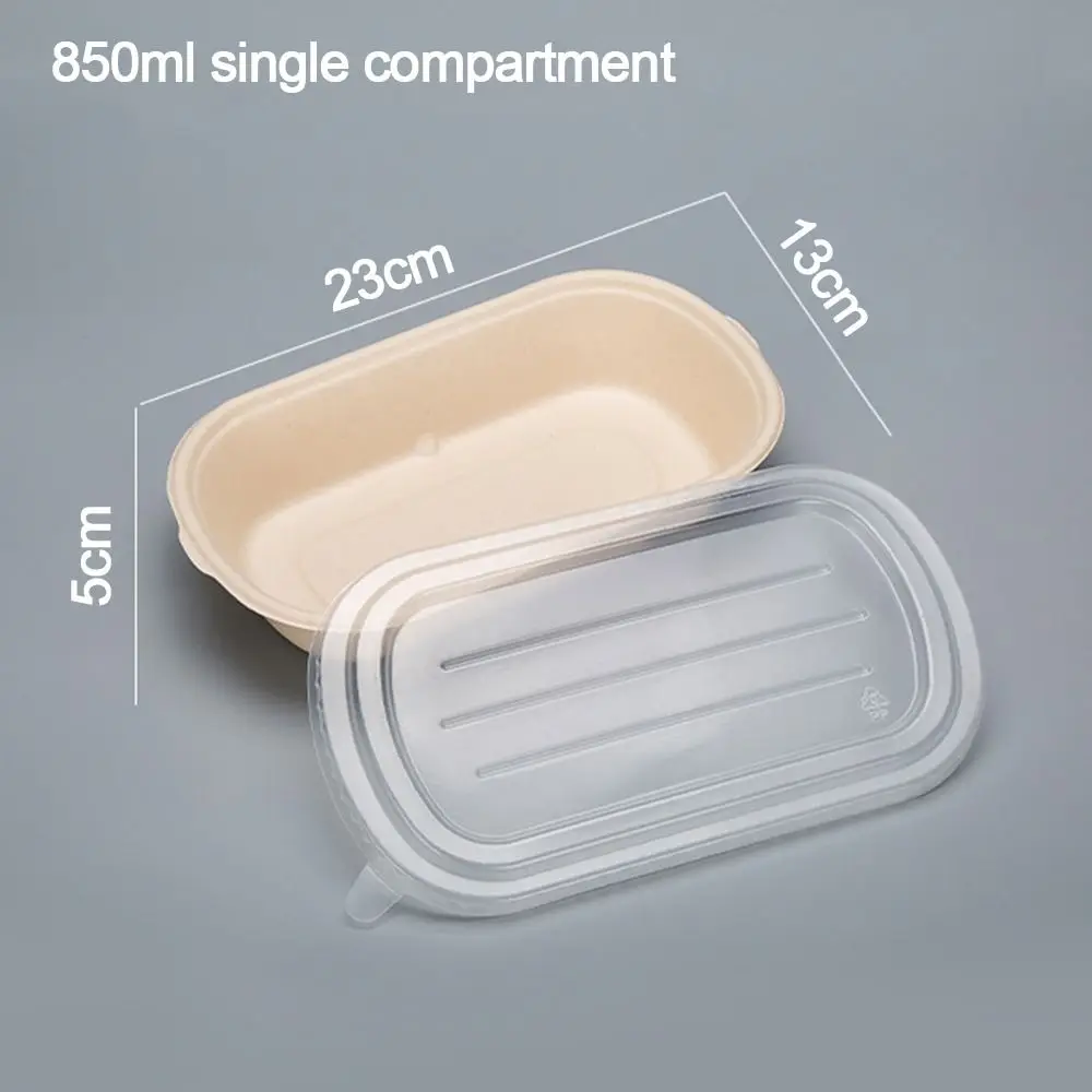 Eco-Friendly Paper Light Food Boxes 500ml/700ml/850ml/1000ml, Biodegradable Disposable Divided Salad Takeout Containers, Leak-Proof Lunch Bento Box for Hot & Cold Food, Picnic, Catering & Meal Prep 3