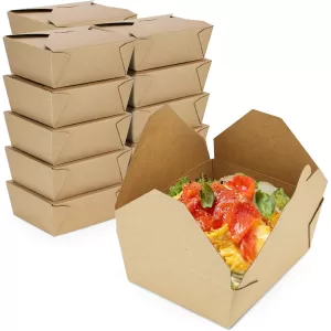 Multi-Pack Disposable Kraft Paper Food Boxes, Leakproof and Greaseproof Takeout Containers for Restaurants, Catering, Food Service, Parties, and Home Use