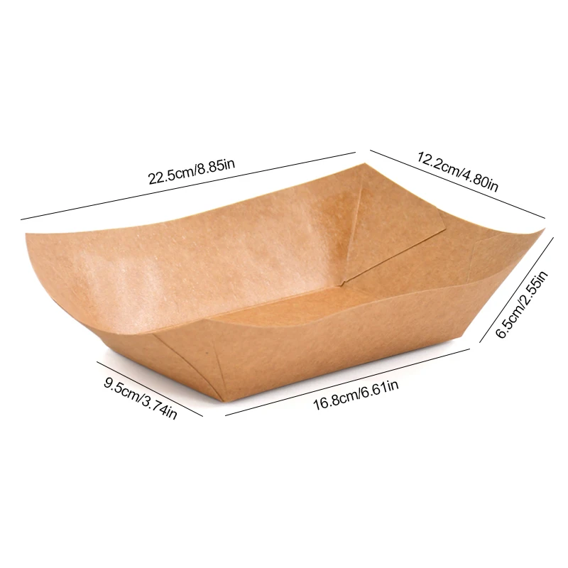 5pcs Kraft Paper Dessert and Snack Boxes, Disposable Cake Containers, Pastry Trays, French Fries Holders, Food Kraft Paper Bowls for Weddings, Birthday Parties, Halloween, Catering, and Event Use - 图片 8