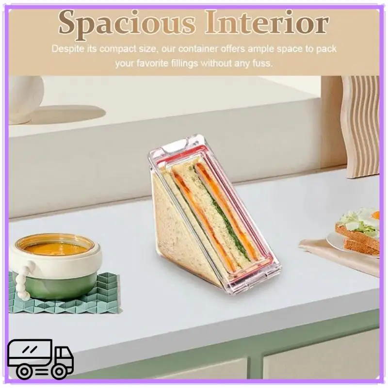 High-Quality Triangle Sandwich Containers, Reusable Clear Plastic Lunch Boxes for Sandwiches, Snacks, Fruits, Portable, Washable, Leak-Proof Meal Storage, Compact Design, Factory Direct Supply - 图片 3