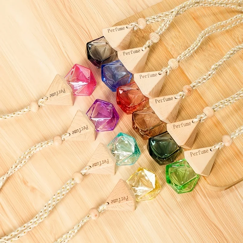 10PCS 8ML Matte Black Glass Car Diffuser Bottles, Refillable Essential Oil Pendant Containers, Empty Hanging Auto Air Freshener Bottles for Vehicle, Travel, Retail Display, and Custom Branding 3