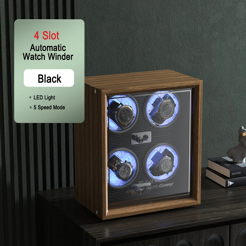 Automatic Watch Winder Box for Mechanical Watches with Silent Rotation, Dual Gear Settings for Short-Term and Long-Term Winding, USB Powered Universal Voltage Compatible Wooden Display Case - 图片 10