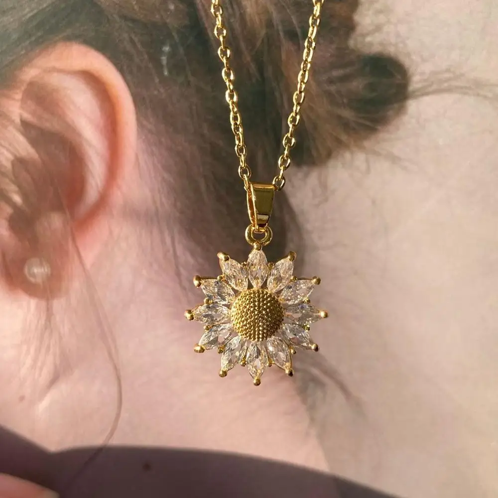 Stainless Steel Sunflower Necklace with Gift Box | Cubic Zirconia “I Love You Sunshine” Jewelry Packaging Box for Birthday Wedding Proposal Romantic Gift Presentation Stainless Steel Sunflower Necklace with Gift Box | Cubic Zirconia “I Love You Sunshine” Jewelry Packaging Box for Birthday Wedding Proposal Romantic Gift Presentation