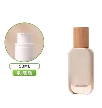 6pcs 30/50g Glass Cream Jars and 30-120ml Lotion Pump Bottles with Elegant Wooden Caps – Premium Refillable Skincare Containers for Face Cream, Lotion, Serum, Travel-Friendly and High-End Cosmetic Storage - 图片 6