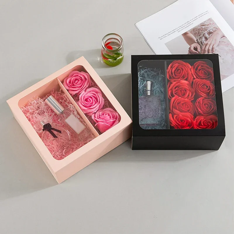 Flower Gift Box with Handle – Transparent PVC Window for Rose Candy, Dessert, and Sweets Packaging, Ideal for Valentine's Day, New Year, and Special Occasion Gifts Flower Gift Box with Handle – Transparent PVC Window for Rose Candy, Dessert, and Sweets Packaging, Ideal for Valentine's Day, New Year, and Special Occasion Gifts