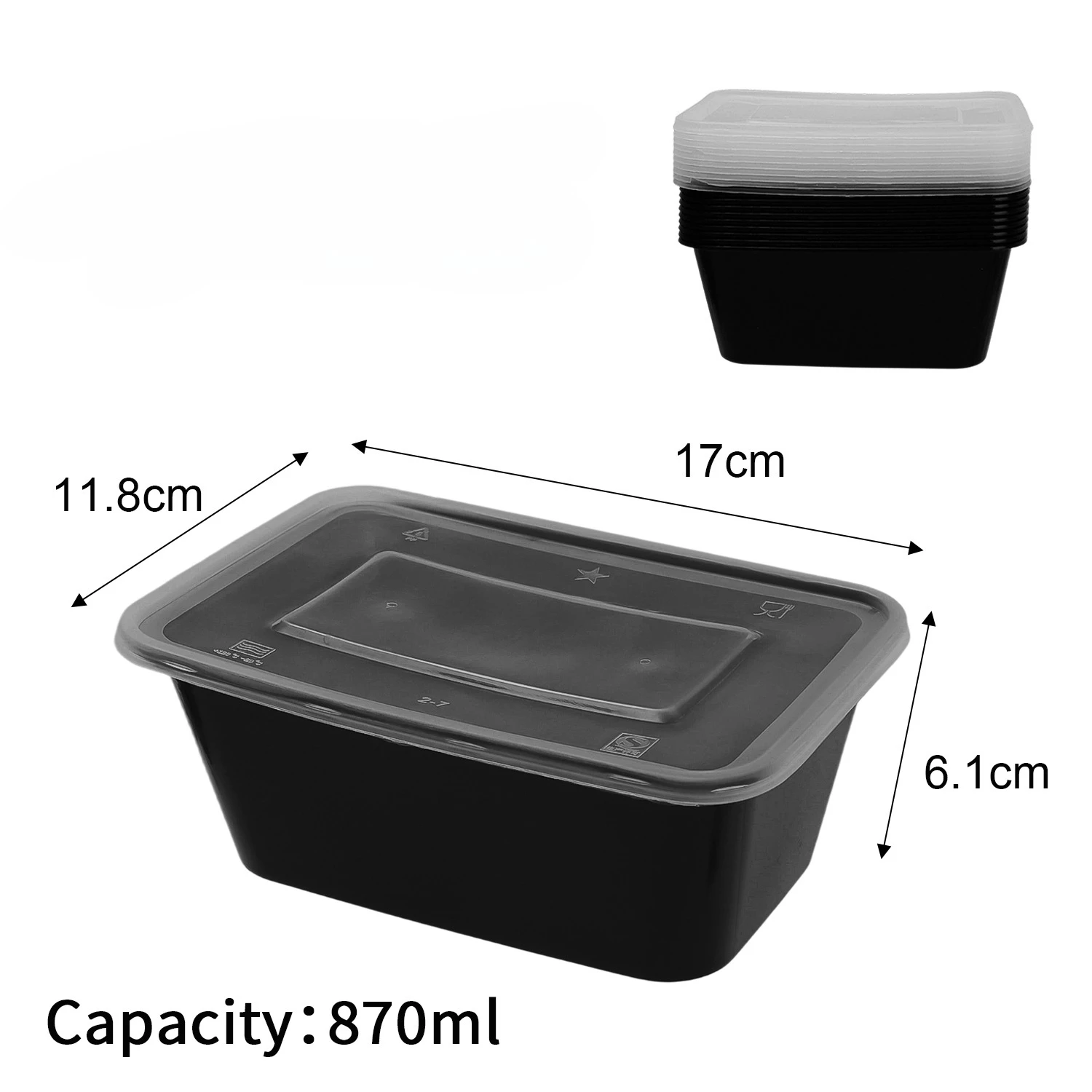 10/20Pcs Disposable Plastic Lunch Box with Lid, Black Food Containers for Fruits, Vegetables, Salads, Sandwiches, Meal Prep, Takeout Kitchen Storage Bento Box Microwave Safe - 图片 7