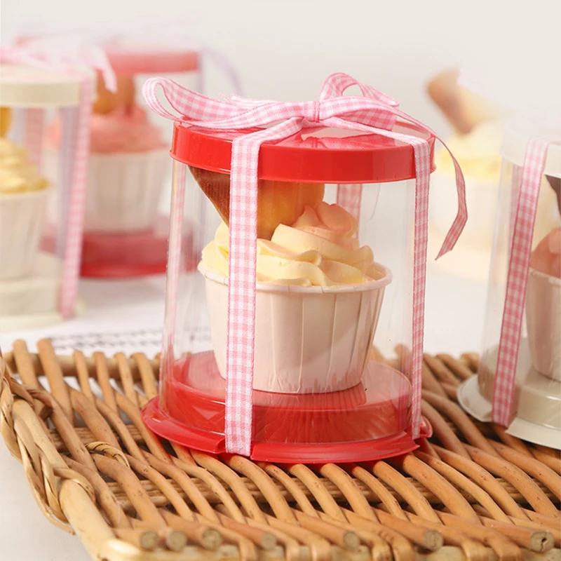 10pcs Transparent Plastic Cupcake Packaging Boxes, Dessert Gift Boxes for Cake, Party, Wedding, Birthday, Baking Decoration Supplies, Reusable Clear PET Containers - 图片 2