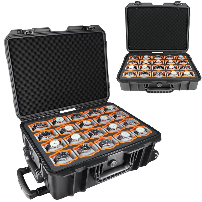 Waterproof Watch Storage Box for Men with Secure Anti-Drop Design, Portable Jewelry Display Case and Toolbox Organizer for Travel and Home, Protective Suitcase for Watches, Bracelets, Rings, and Accessories 15