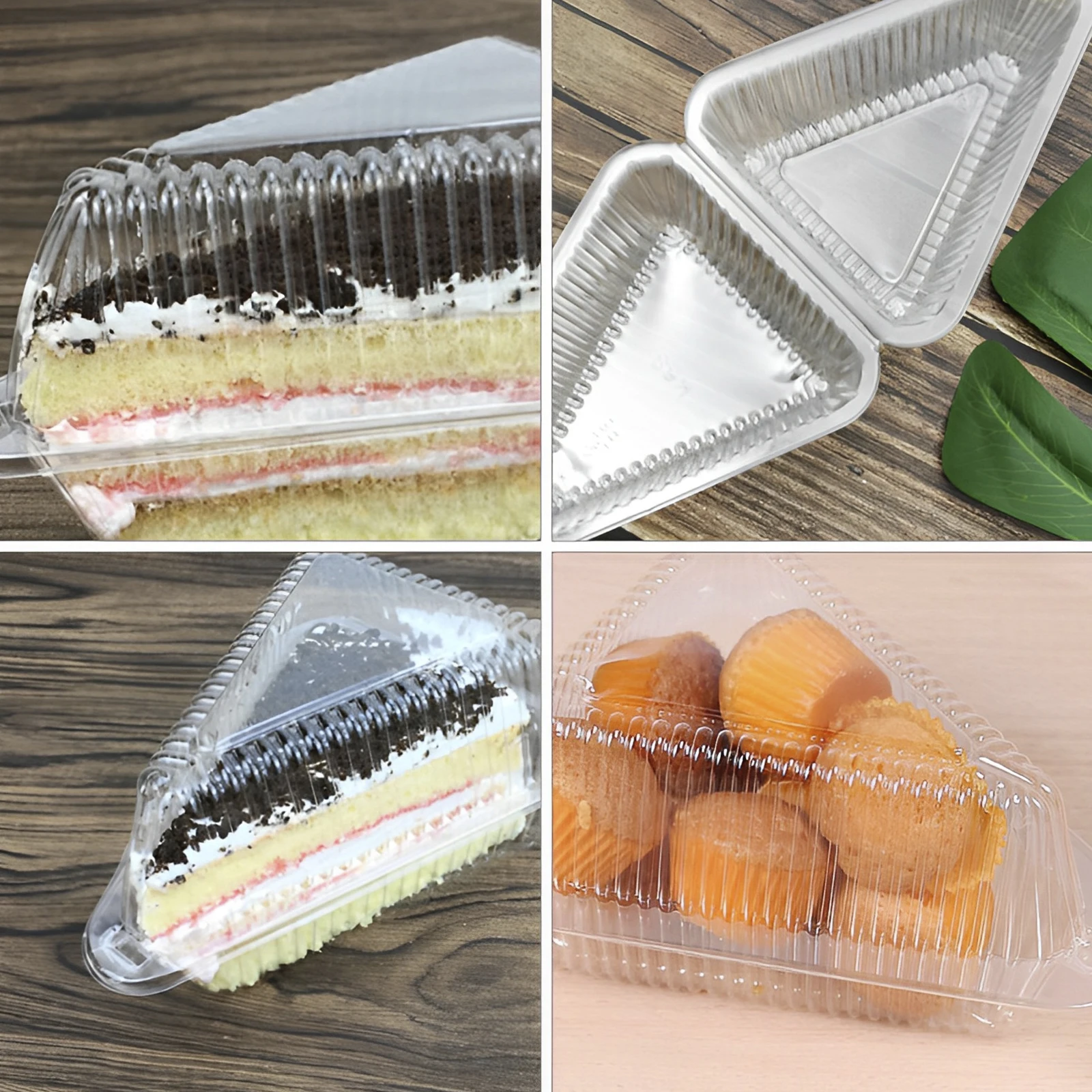 150Pcs Clear Triangle Cake Slice Containers, Reusable Plastic Dessert Boxes for Mousse, Cheesecake, Fruit Cake, Cupcakes, and Party Food Packaging, Stackable and Food-Safe PS Material - 图片 4
