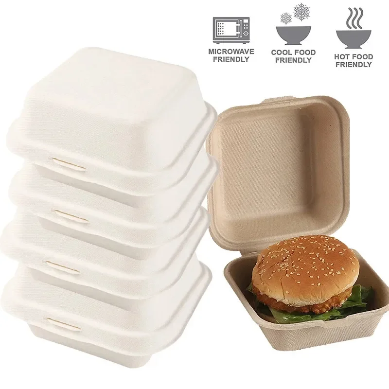 10/20pcs Disposable Bento Lunch Boxes with Lids, Microwavable Food Containers for Salad, Burger, Cake, Snacks, Meal Prep, Takeout, Plus 140pcs Round Paper Doilies for Fried Food, Baking, Party Serving - 图片 4