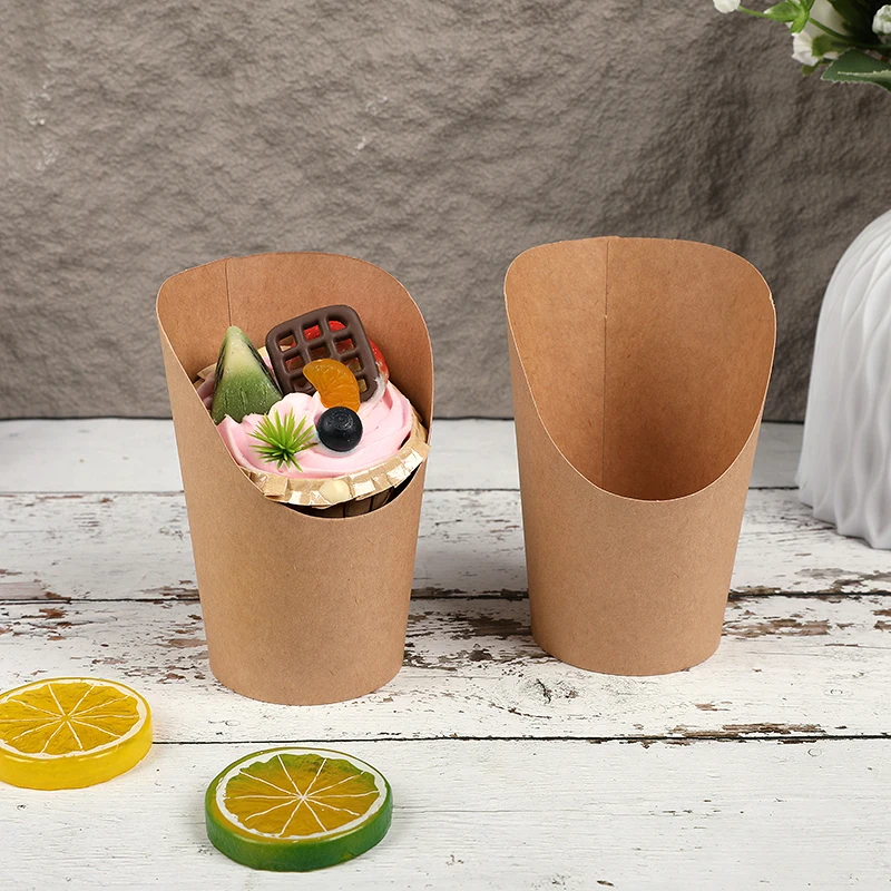 20/50pcs Kraft Paper French Fries Cups, Disposable Candy, Snack, Dessert Holders, Food Containers for Wedding, Birthday, Party Decorations, Eco-Friendly Takeout Cups for Catering, Events, Home Use 2