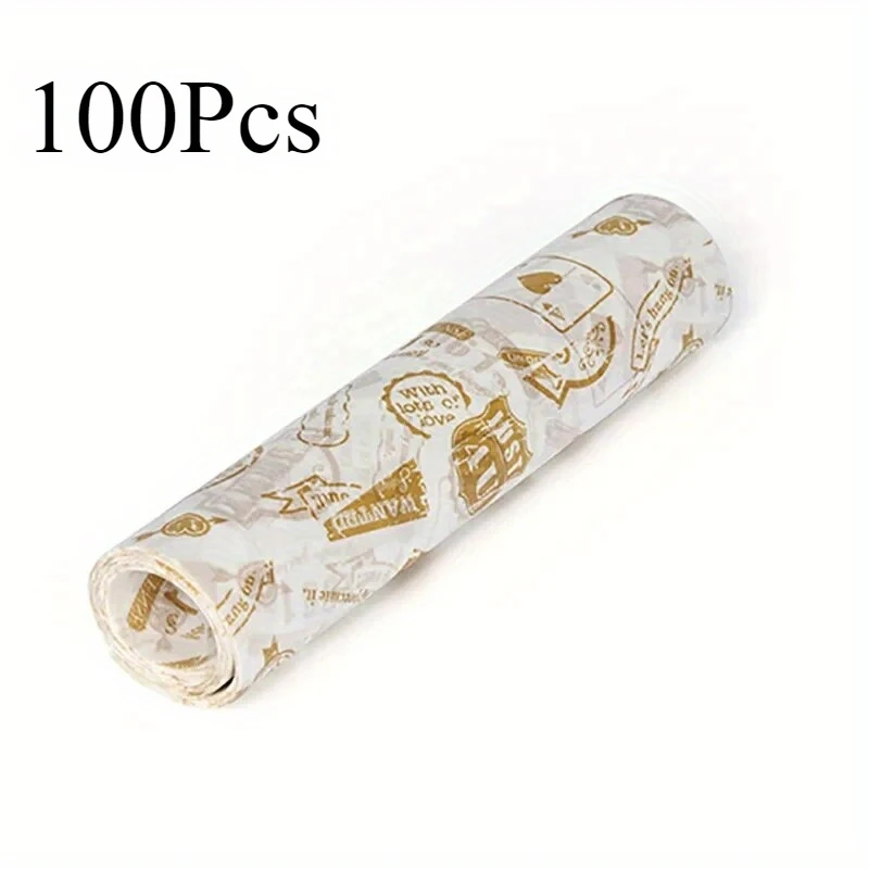 100pcs Colorful Patterned Greaseproof Wax Paper for Food Wrapping – Baking, Sandwich, Hamburger, Snack Basket Liners – Disposable Eco-Friendly Kitchen Packaging Paper for Parties, Cafes & Home Use - 图片 10