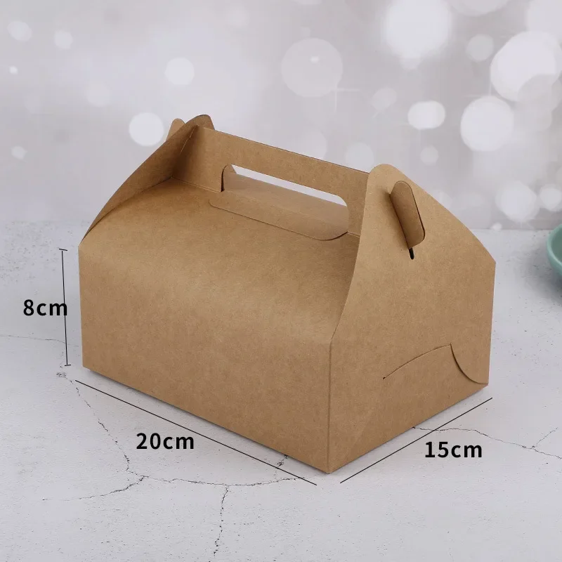 10Pcs Red Kraft Paper Cake Boxes with Handle, Bakery Packaging Gift Containers for Cupcakes, Muffins, Pastries, Donuts and Desserts – Perfect Christmas, Birthday, Wedding and Party Favor Supplies - 图片 5